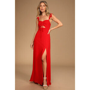 Lulus The Way To Love Red Ruffled Maxi Dress - Size M